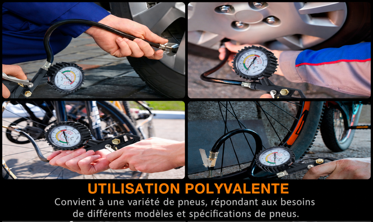 Pistolet de gonflage manuelle haute précision 0–16 bars (0–220 PSI).
