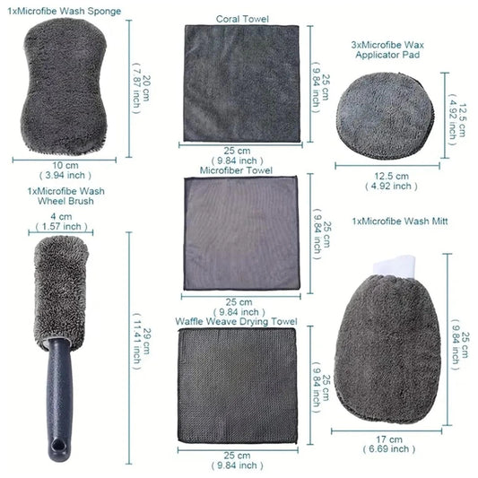 ✨️Kit de nettoyage complet pour voiture en microfibre (intérieur et extérieur).