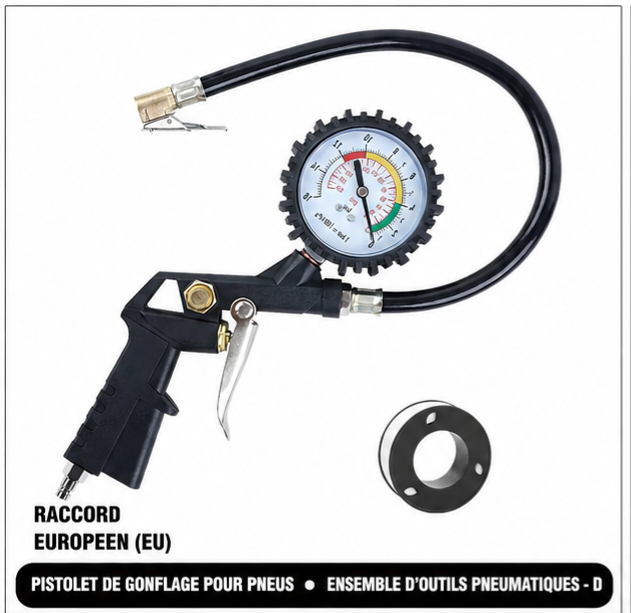 ✨️Pistolet de gonflage manuelle haute précision 0–16 bars (0–220 PSI).
