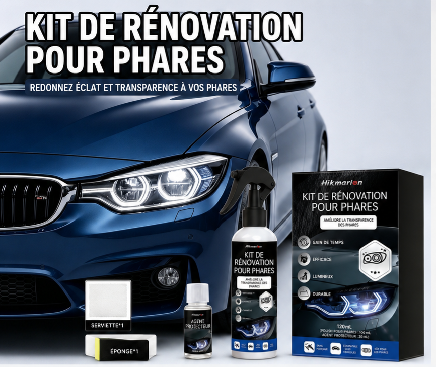 ✨️Kit de rénovation et de nettoyage des phares de voiture – Élimine la saleté et l'oxydation, restaure la transparence, polish rénovateur pour phares automobiles.