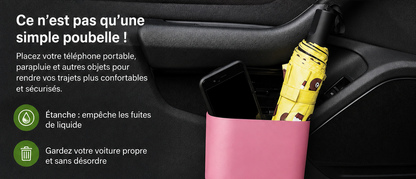 ✨️Poubelle de voiture avec couvercle, 4 rouleaux de sacs inclus. Étanche, portable et facile à suspendre