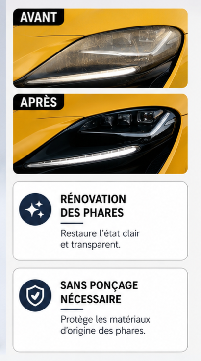 ✨️Kit de rénovation et de nettoyage des phares de voiture – Élimine la saleté et l'oxydation, restaure la transparence, polish rénovateur pour phares automobiles.