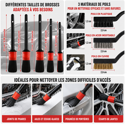 Kit de brosses de nettoyage voiture