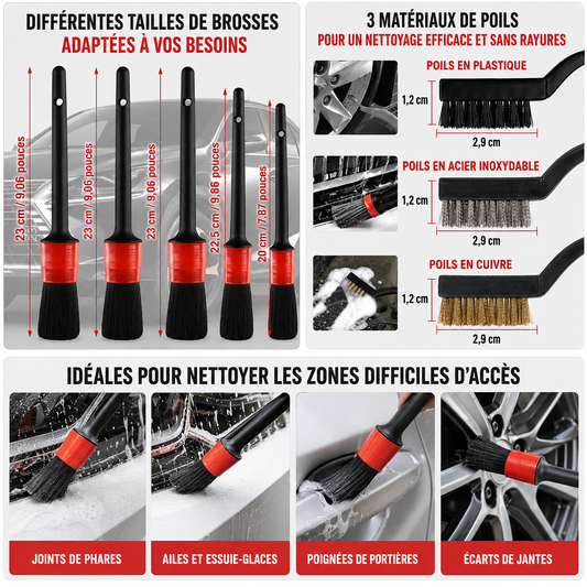 Kit de brosses de nettoyage voiture