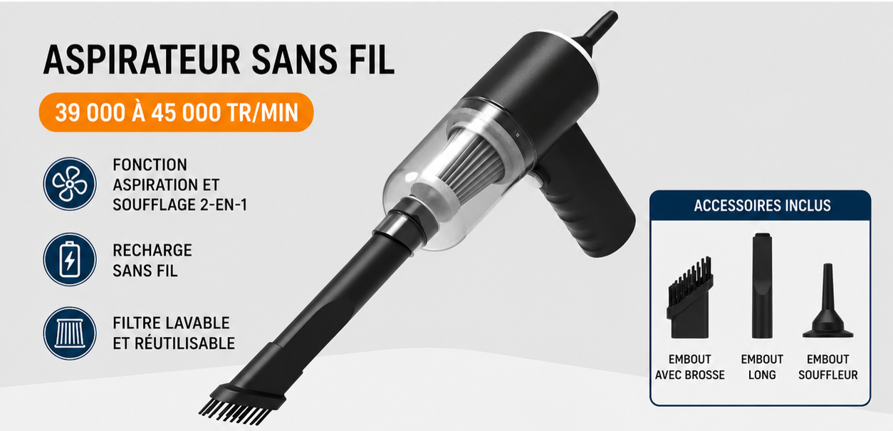 Mini aspirateur sans fil puissant