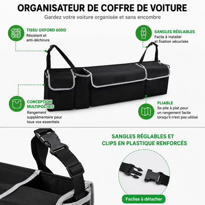 ✨️Organisateur de coffre en tissu Oxford – Sac de rangement suspendu pour siège arrière
