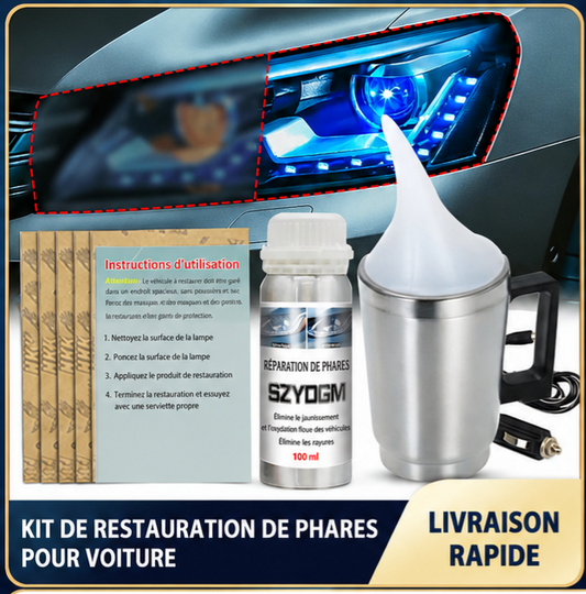 ✨️Kit de polissage et de réparation des phares – Nettoyage, entretien et protection anti-rayures