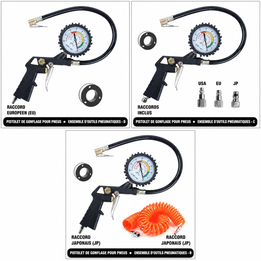 ✨️Pistolet de gonflage manuelle haute précision 0–16 bars (0–220 PSI).