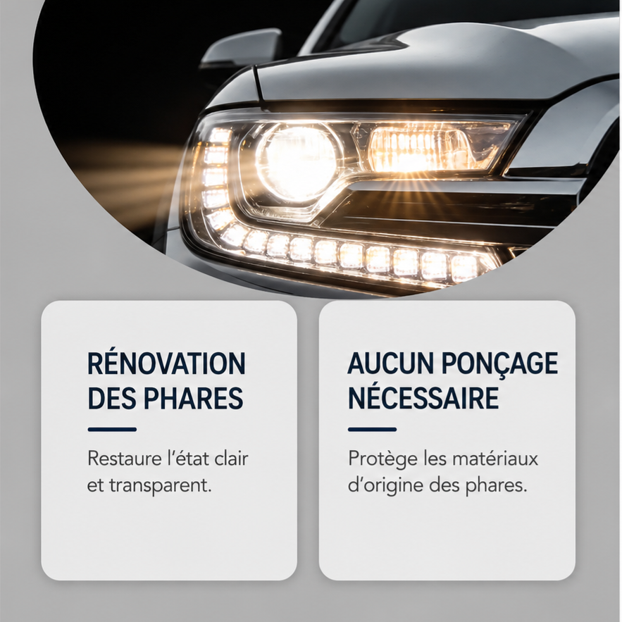 ✨️Kit de rénovation et de nettoyage des phares de voiture – Élimine la saleté et l'oxydation, restaure la transparence, polish rénovateur pour phares automobiles.
