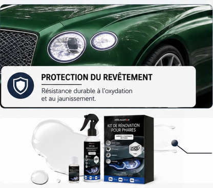 ✨️Kit de rénovation et de nettoyage des phares de voiture – Élimine la saleté et l'oxydation, restaure la transparence, polish rénovateur pour phares automobiles.
