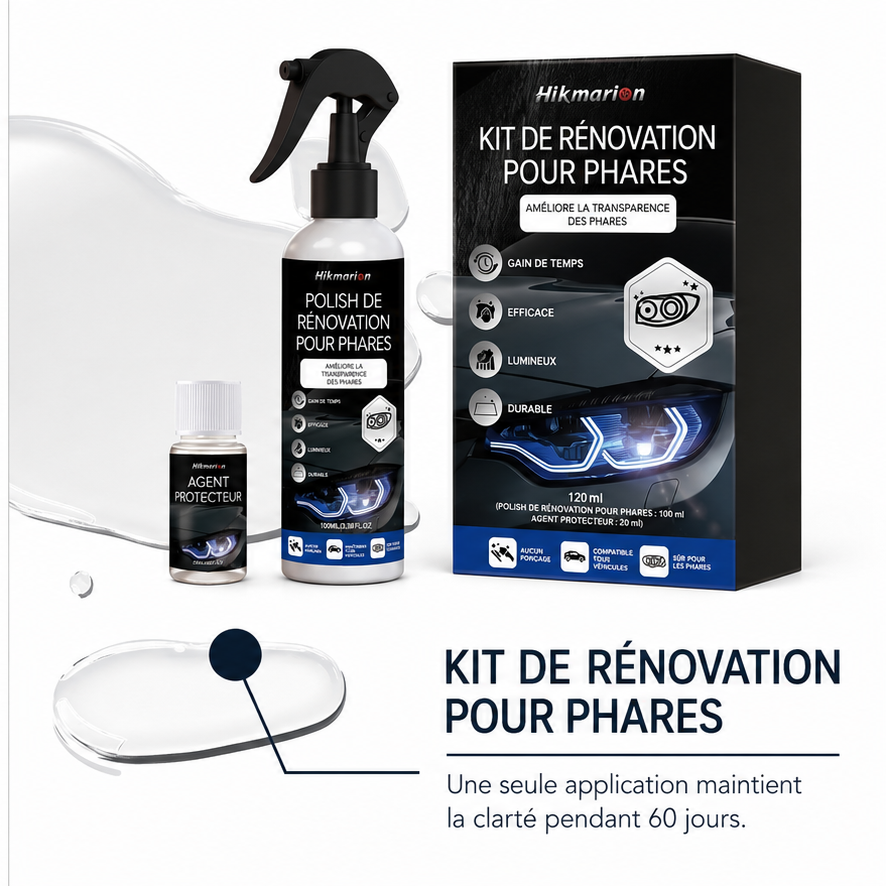 ✨️Kit de rénovation et de nettoyage des phares de voiture – Élimine la saleté et l'oxydation, restaure la transparence, polish rénovateur pour phares automobiles.