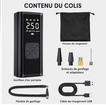 ✨️YIJU – Gonfleur Électrique Sans Fil Premium 150 PSI pour Voiture, Moto, Vélo et Trottinette