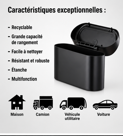 ✨️Poubelle de voiture avec couvercle, 4 rouleaux de sacs inclus. Étanche, portable et facile à suspendre